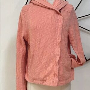Anthropologie-Saturday Sunday-Orange/Peach Hoodie-Angled Zipper- Cotton - Large